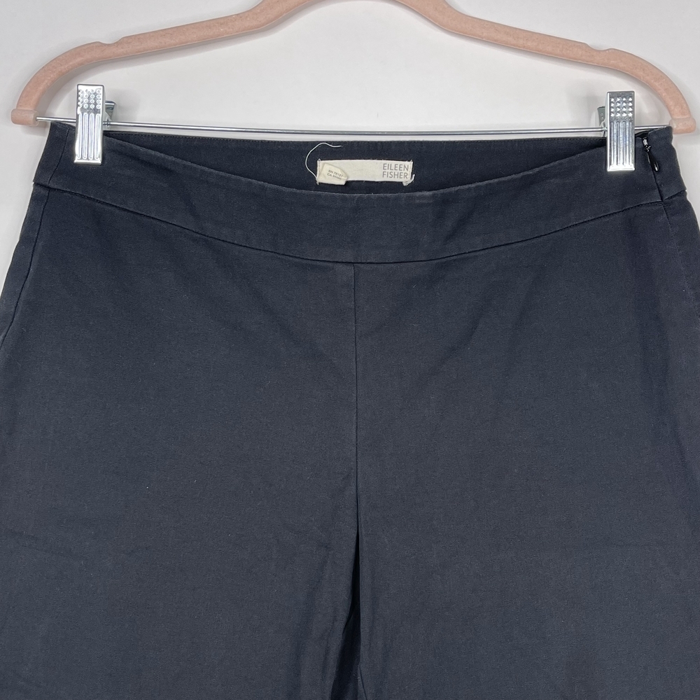 2/$30 Eileen Fisher Ankle Zip Crop Chino Pants Black Side Zip Pockets #6682 - Picture 3 of 13
